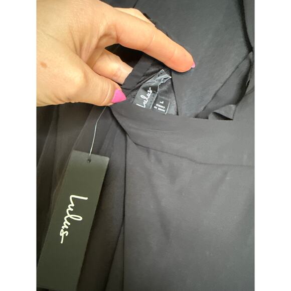 NWT Lulus Confidently Charismatic Black Backless Halter Maxi Dress Wedding Sz L - Picture 5 of 6